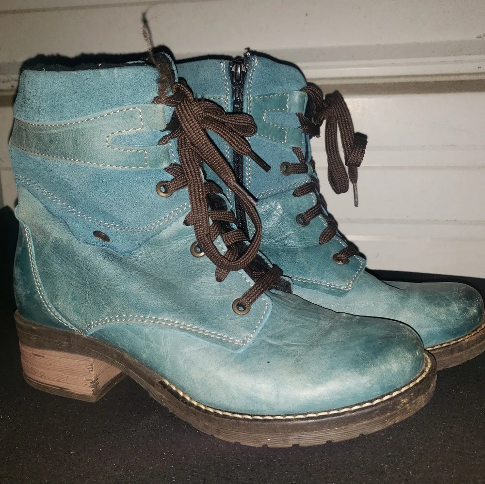 Women's Dromedaris Kara Boot Teal Size 37 combat boots shoes 6.5-7 fit_6